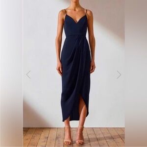 Elegant Navy Wrap Dress